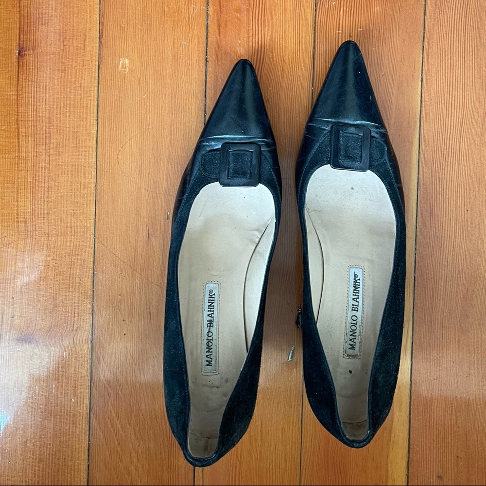 Manolo Blahnik black kitten heels.  Size 8